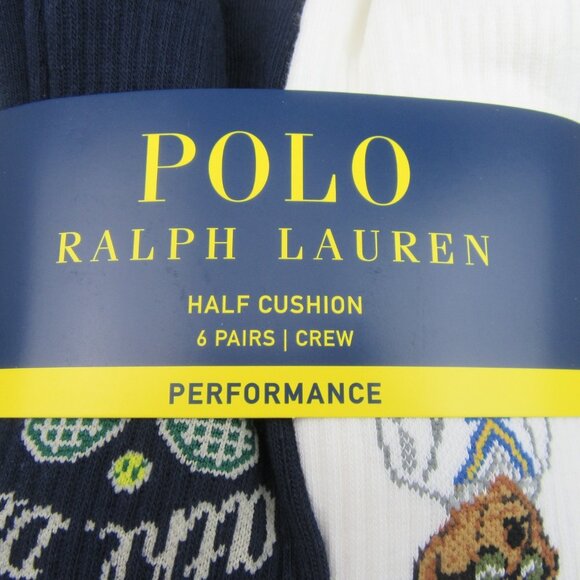 Polo Ralph Lauren Athletic Club Bear Crew Socks Multi 6 Pack Mens Size 6-13 NEW - Picture 4 of 15